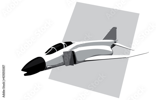 McDonnell Douglas F-4 Phantom II. Stylized drawing of a vintage jet fighter. Vector image for logo, prints or illustrations.