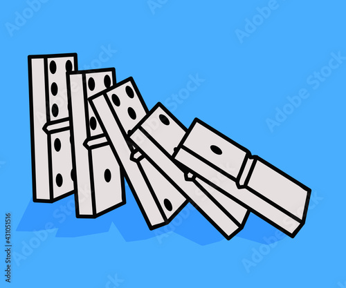 White domino bones. Symbol. Cartoon. Vector illustration.