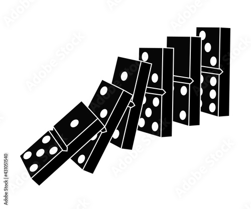 Falling domino bones on a white background. Symbol. Vector illustration.