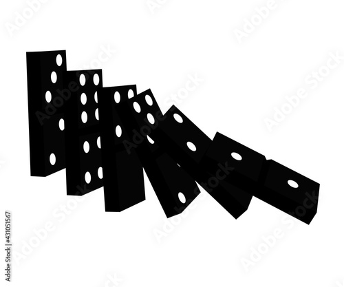Falling domino bones on a white background. Symbol. Vector illustration.