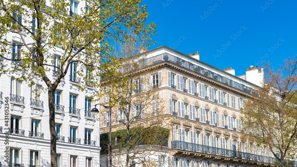 Paris, beautiful building, boulevard Beaumarchais in the 11e district
