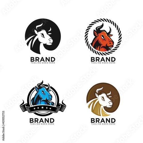 Head bull logo with variation design set