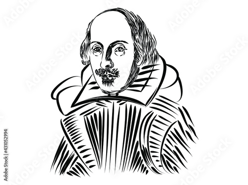 An abstract vector illustration of William Shakespeare on an isolated white background
