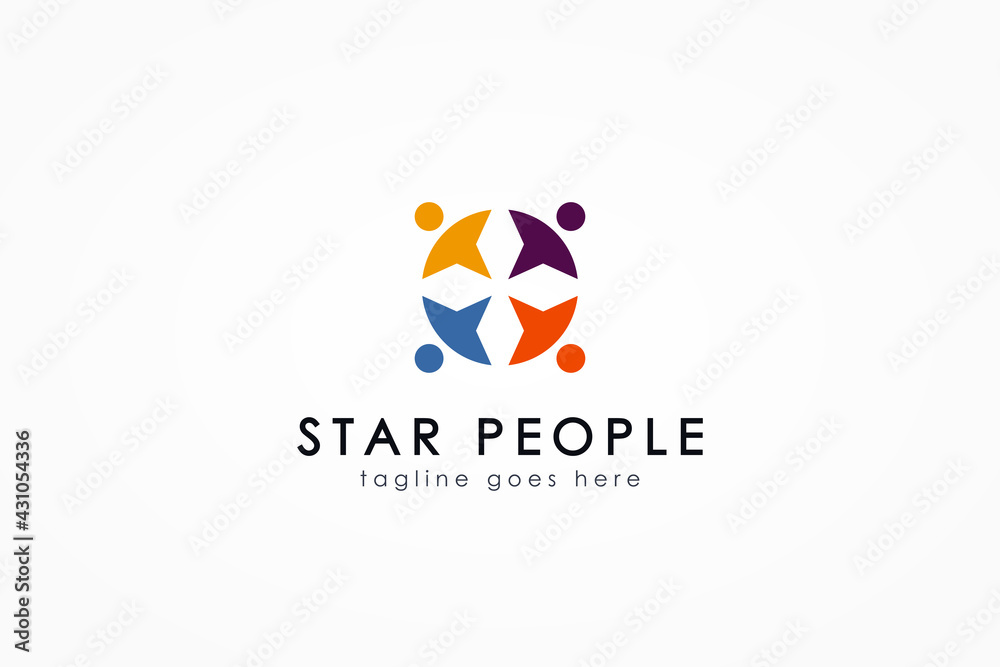 Abstract People Logo. Colorful Circular Star Shapes with Dots Human ...