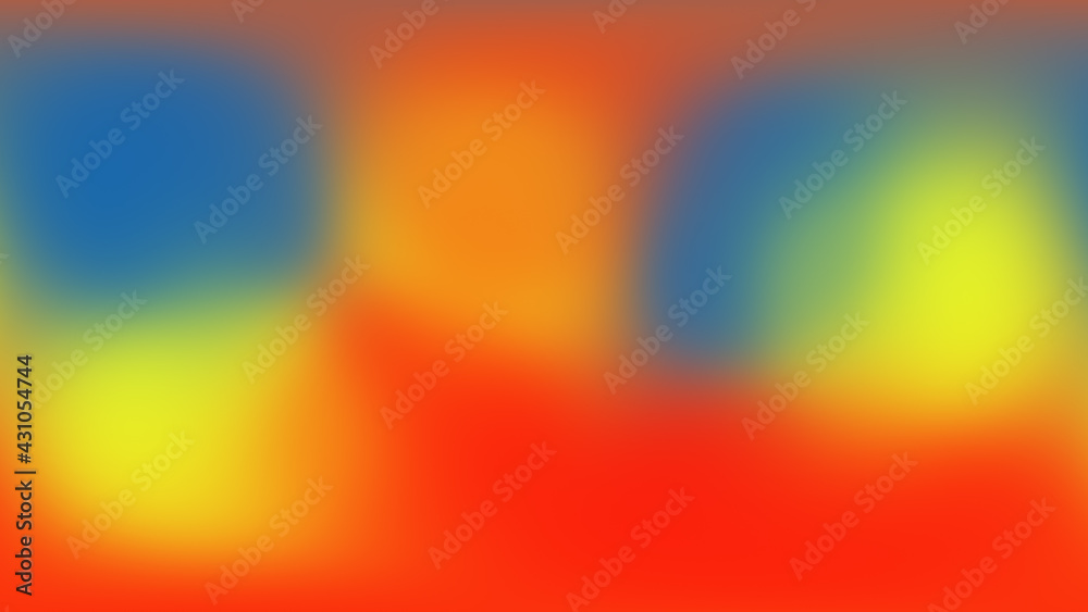 Blurred gradient of blue red and yellow colors with copy space for graphic design, poster and banner. Abstrakt holidays party background concept