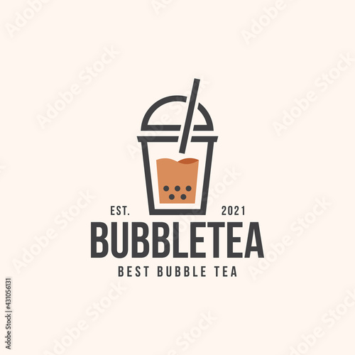 bubble tea boba logo template vector