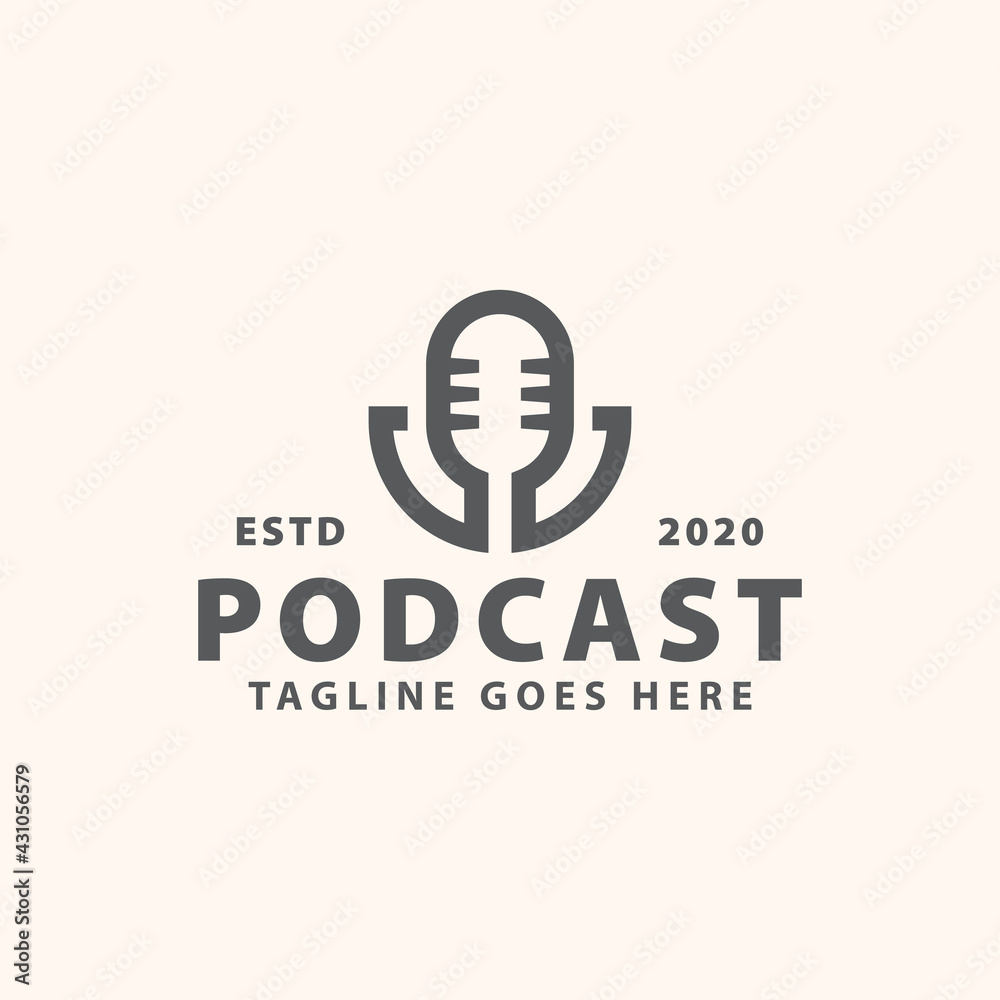 mic podcast logo template vector mic podcast logo template vector