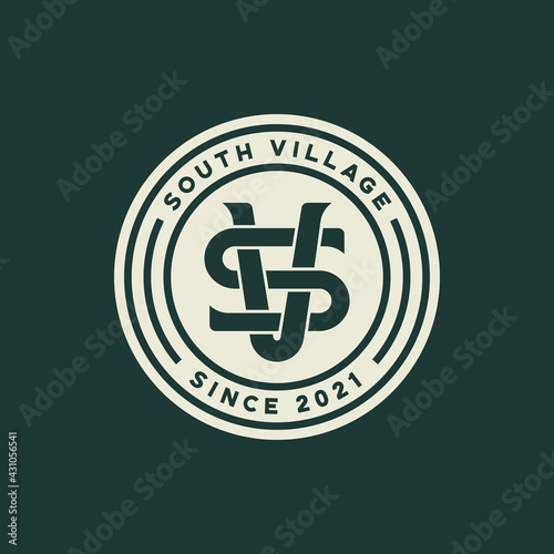 sv monogram badge logo template vector