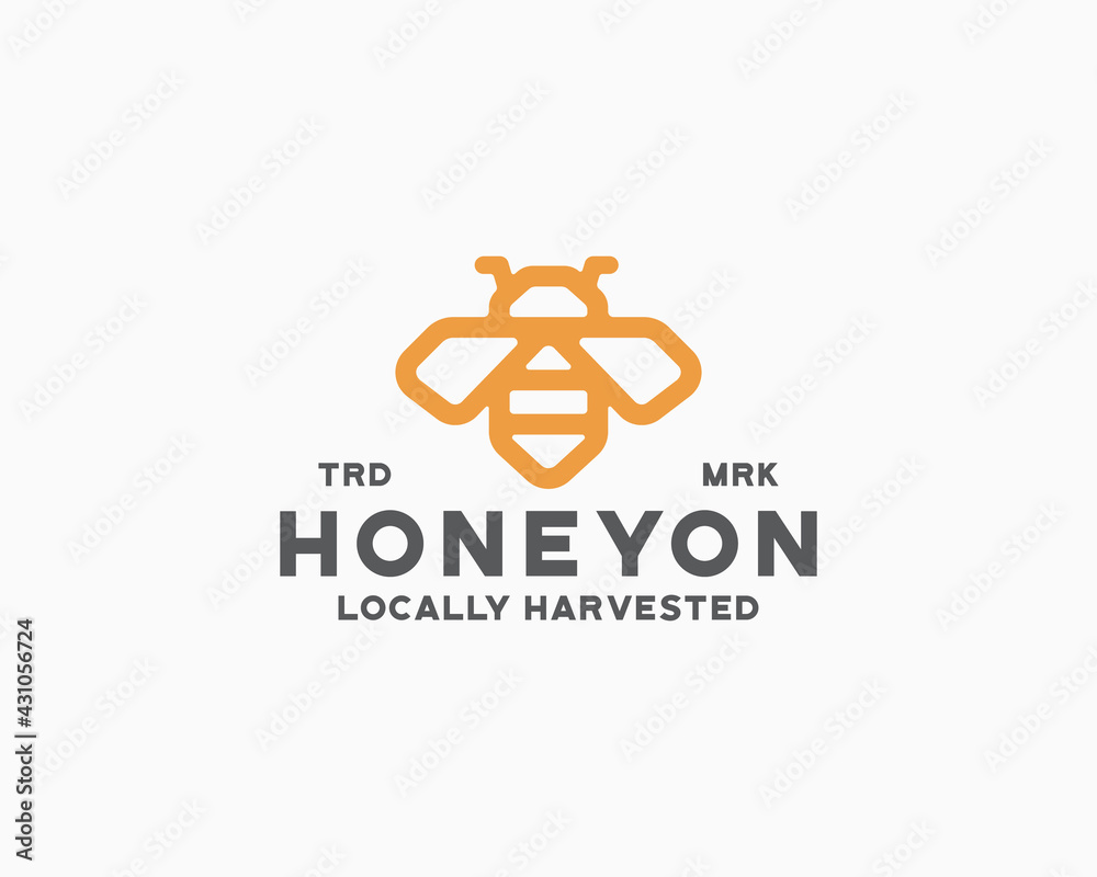 honey logo monoline template vector honey logo monoline template vector