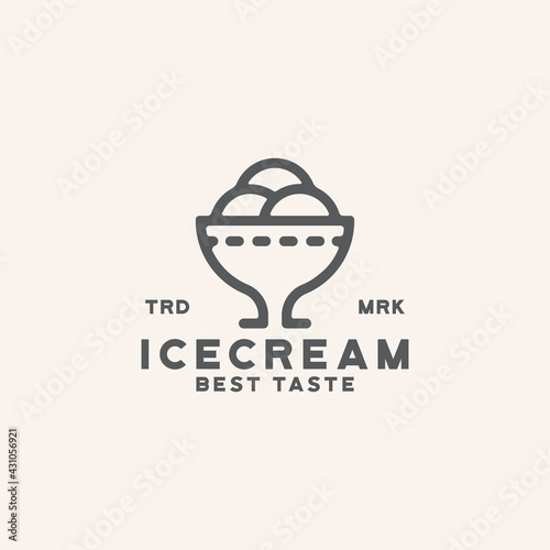 ice cream monoline logo template