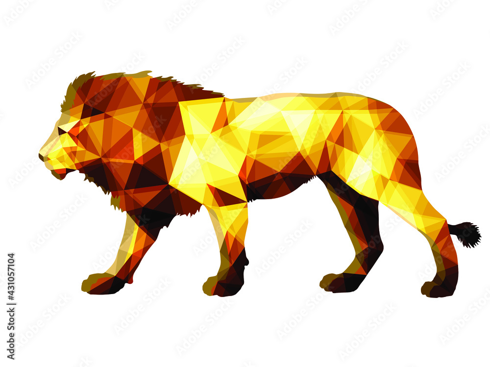 lion, isolated color image on a white background in the low poly style lion, isolated color image on a white background in the low poly style