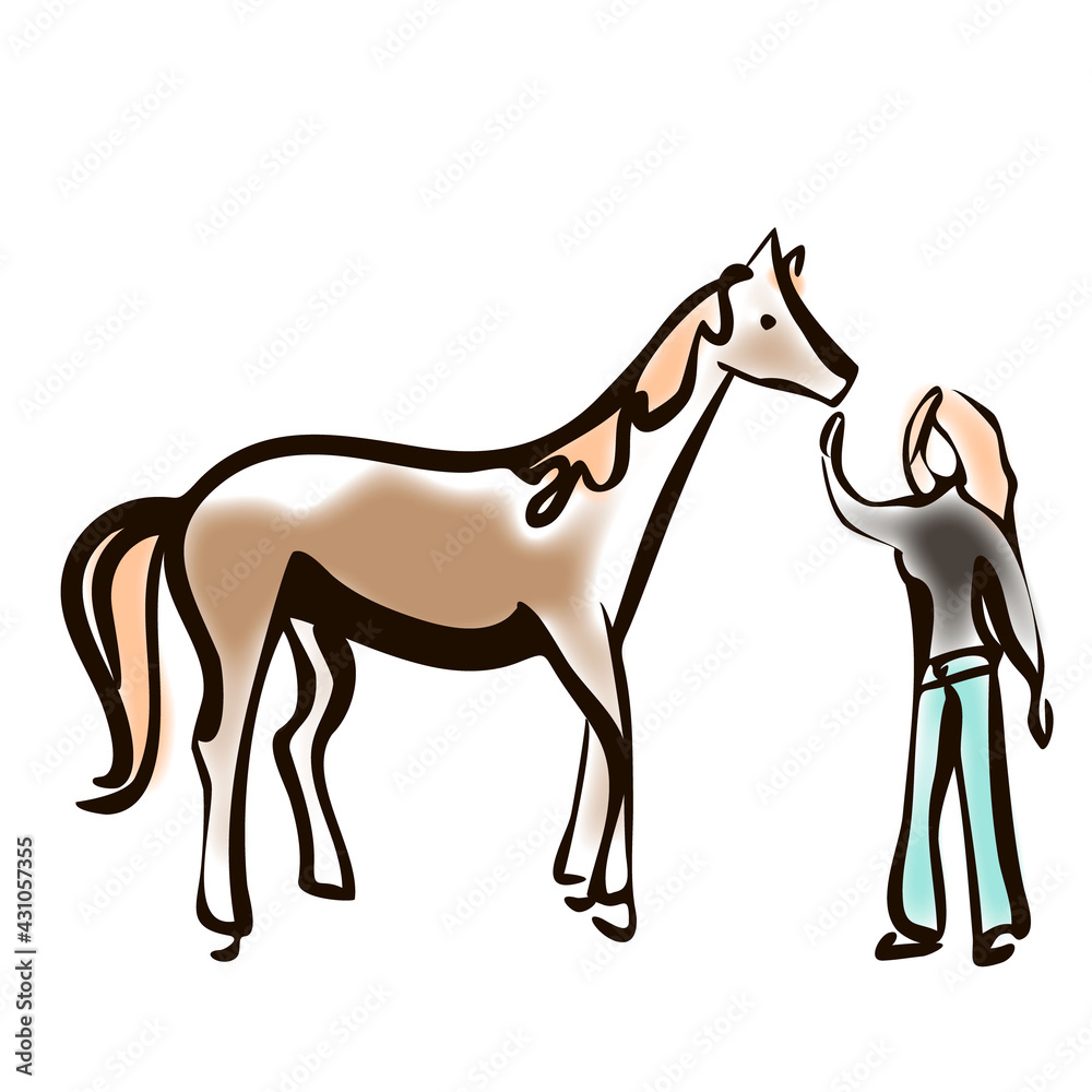 Obraz premium Horse and Rider silhouette set on transparent background - Woman with helmet riding Dressage movements on elegant horse