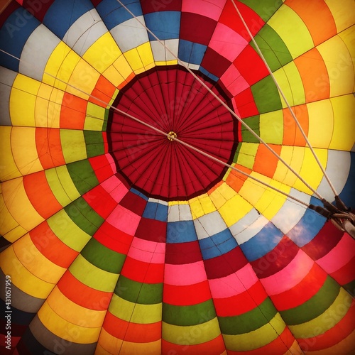 background, inside colorful hot air balloon