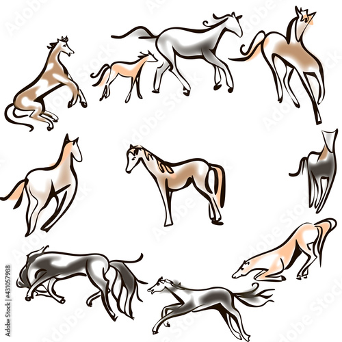 Vector group of pets - Horse isolated on white background., Pet Icon Image, horse Icon, Vector pet for your design.