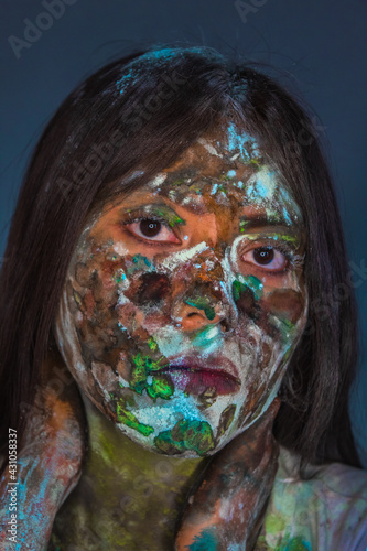 Woman with paint on her face