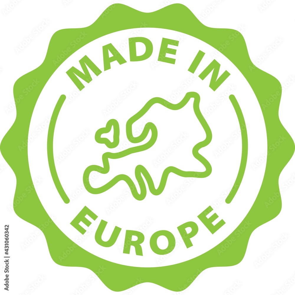made in Europe green stamp badge outline icon label made in Europe green stamp badge outline icon label