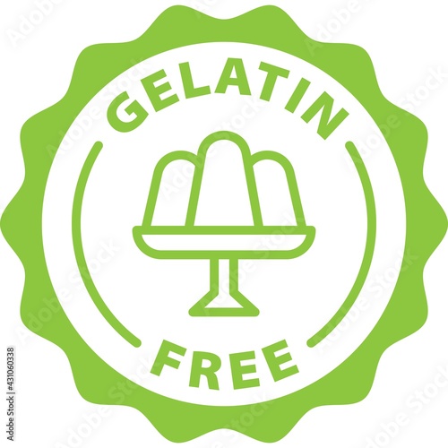 no gelatin free green stamp badge outline icon label