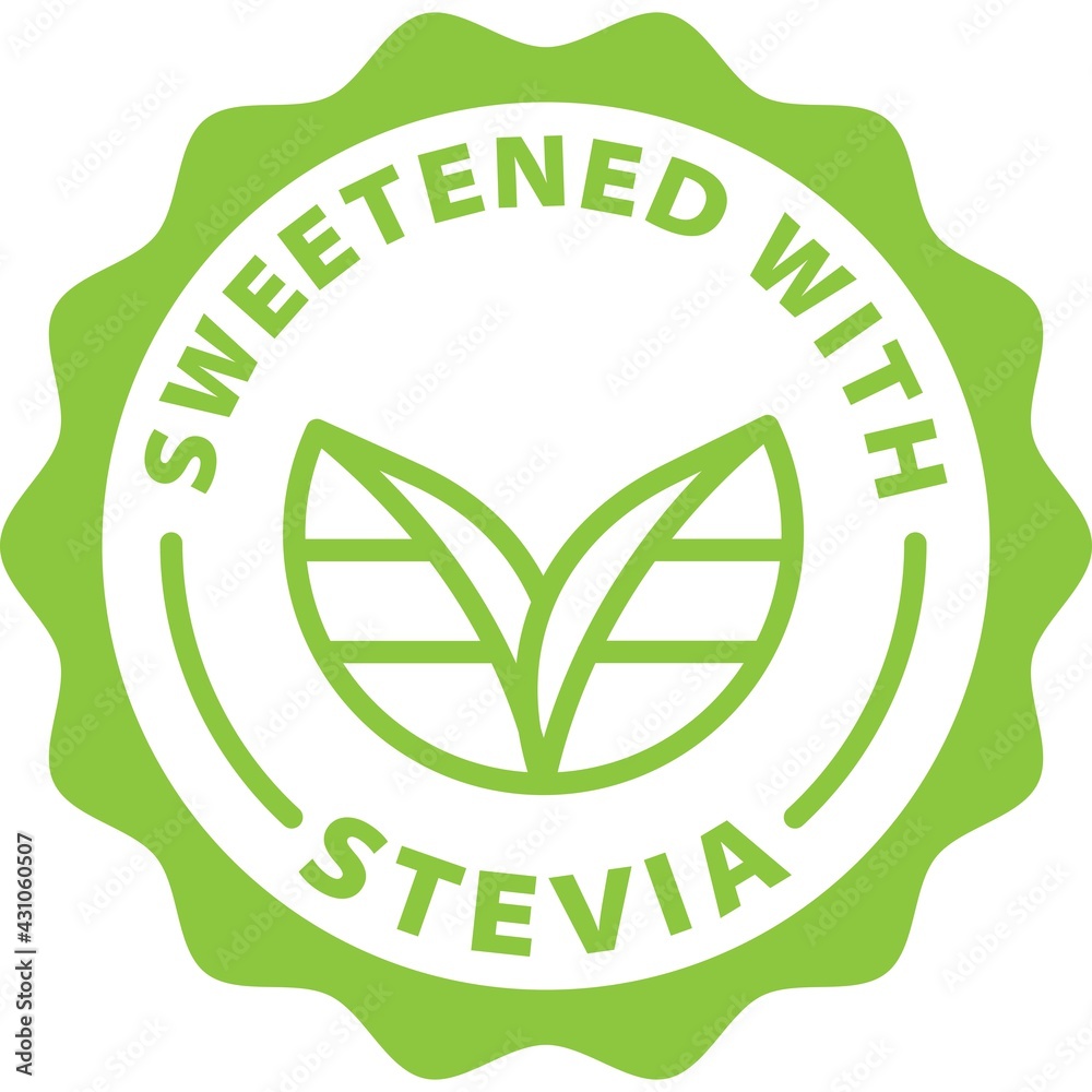 © Revolutionizzed - sweetened with stevia green stamp badge outline icon label