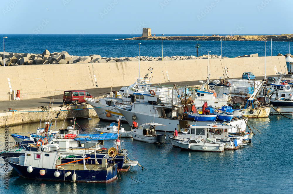 The harbor of Terrasini is defined as a fishing boat, is located in the Gulf of Palermo, Sicily, Italy