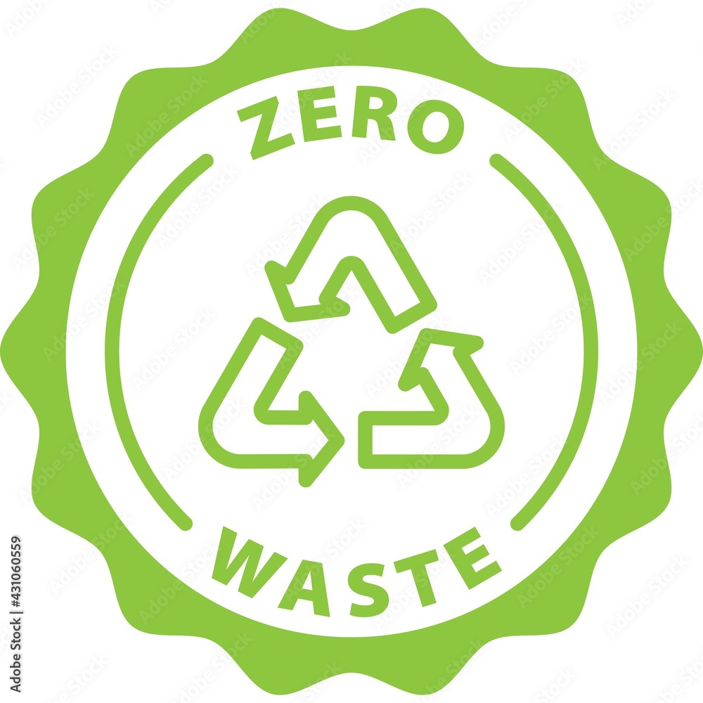 zero waste green stamp badge outline icon label zero waste green stamp badge outline icon label