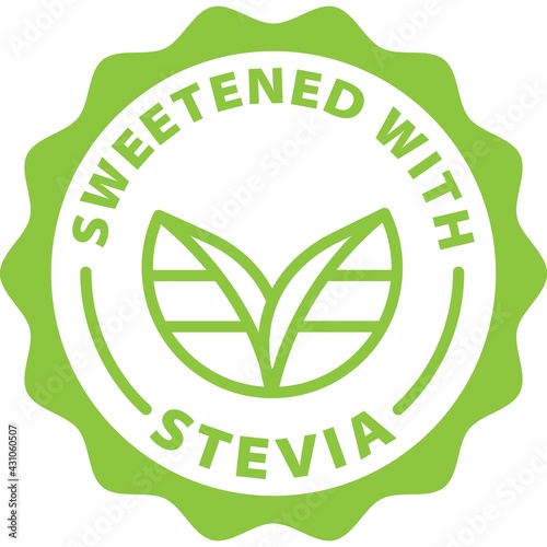 sweetened with stevia green stamp badge outline icon label photo