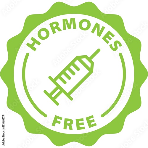 no hormones free green stamp badge outline icon label