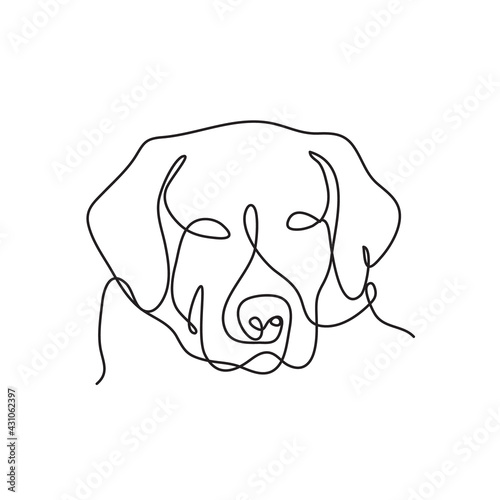 Dog face continuous line art. Dog Lab breed single line vector illustration.