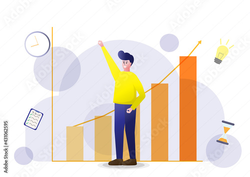Productive and efficiency time management concept.Young businessman,student success project with good time management.