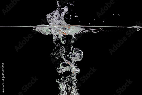 air bubbles in the water on a black background, place under the text