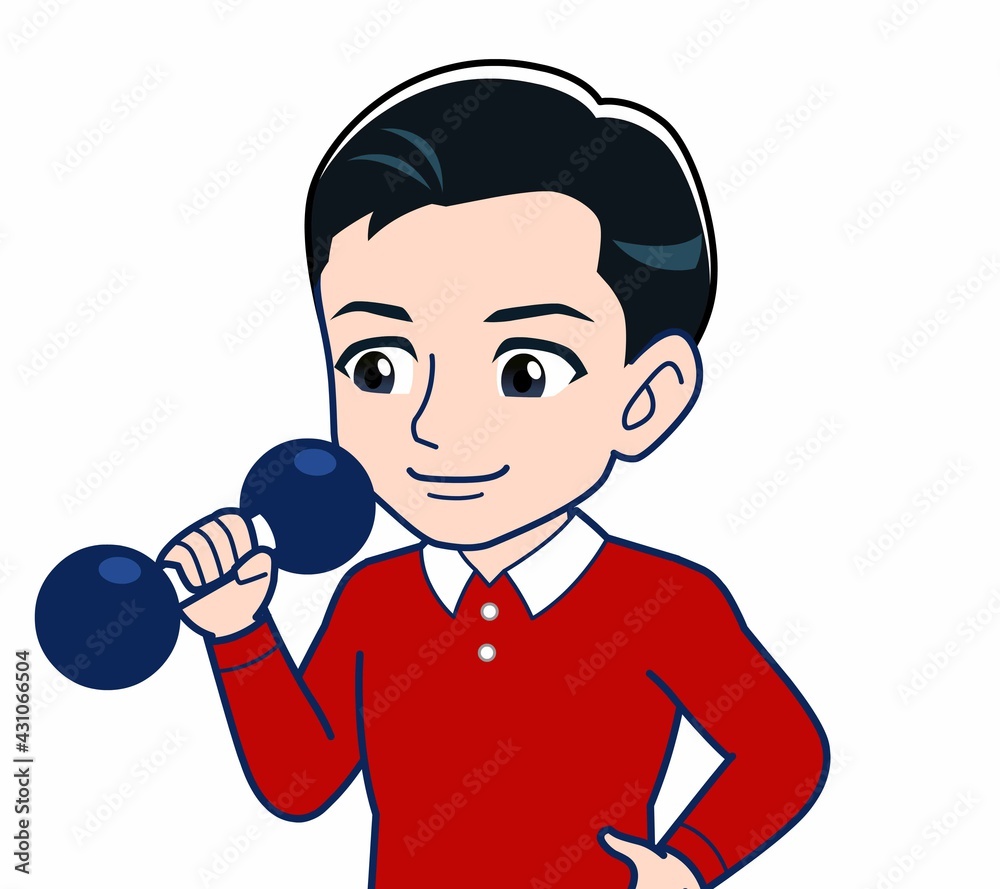 赤い服を着た若い男性