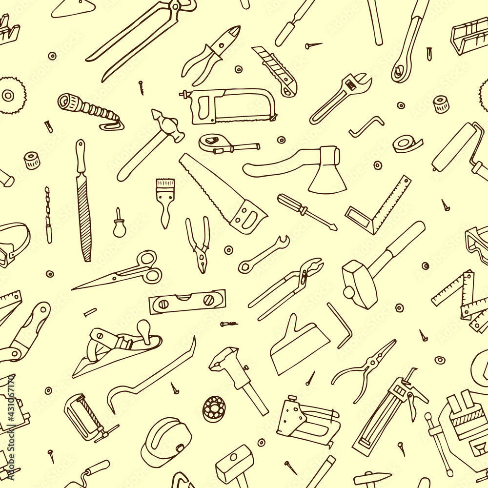 seamless pattern of hand tools seamless pattern of hand tools
