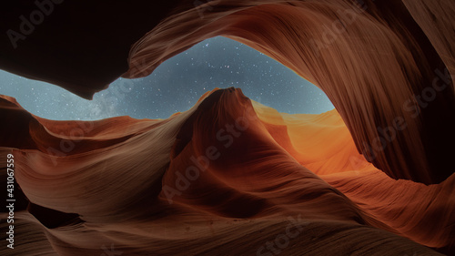 antelope canyon arizona by night - abstract background and travel concept.