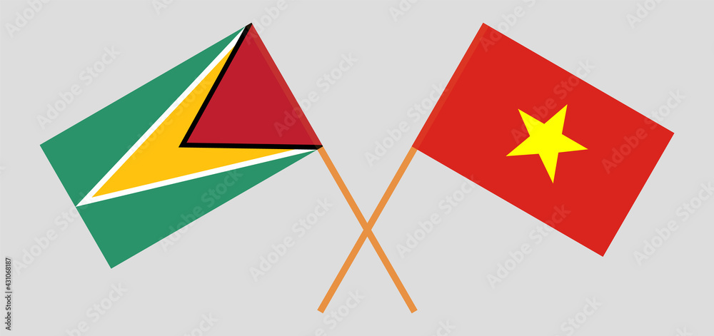 Crossed flags of Guyana and Vietnam. Official colors. Correct proportion Crossed flags of Guyana and Vietnam. Official colors. Correct proportion