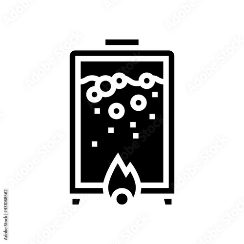 heating pharmaceutical production glyph icon vector. heating pharmaceutical production sign. isolated contour symbol black illustration