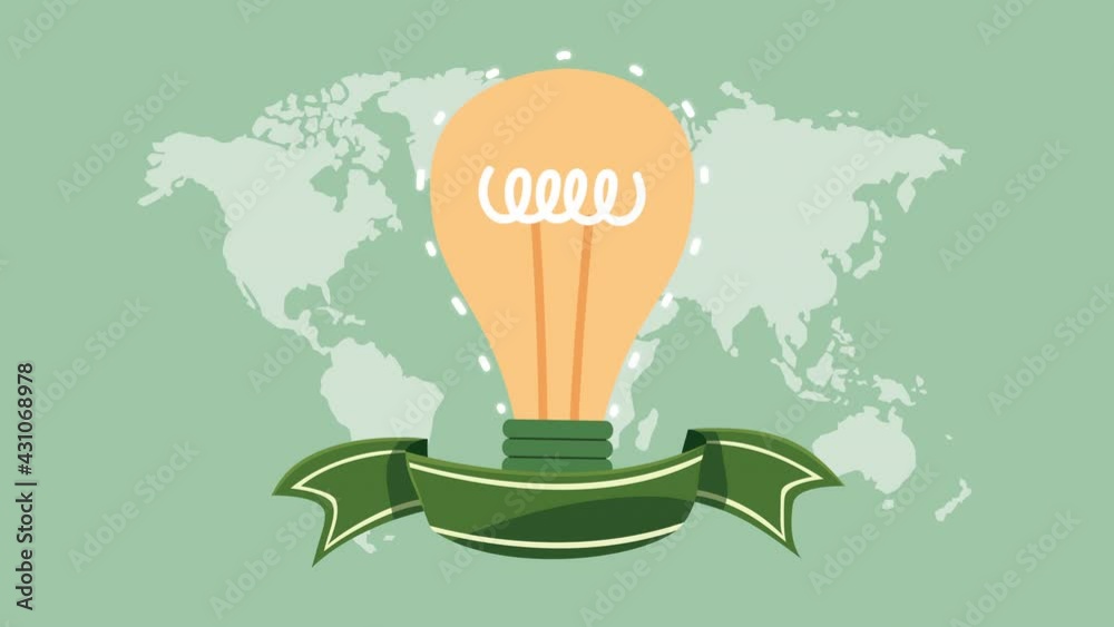 ecology animation with bulb in earth planet ecology animation with bulb in earth planet