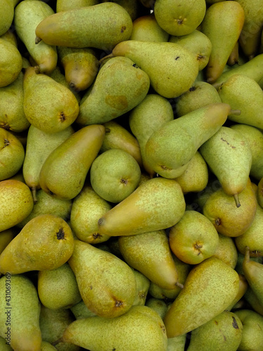background of green pears. High quality photo