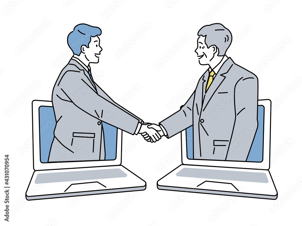 Vecteur Stock ビジネス 合意 交渉 握手 交渉 戦略 会議 プレゼン ミーティングに関するイラストcontract Team And Hand Shake Over Network Business Vector Illustration Adobe Stock