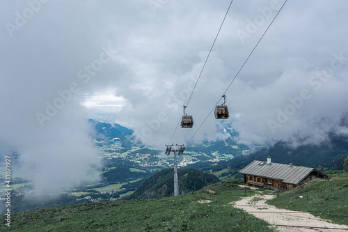 Cableway in the fog of Mount Jenner, Germany