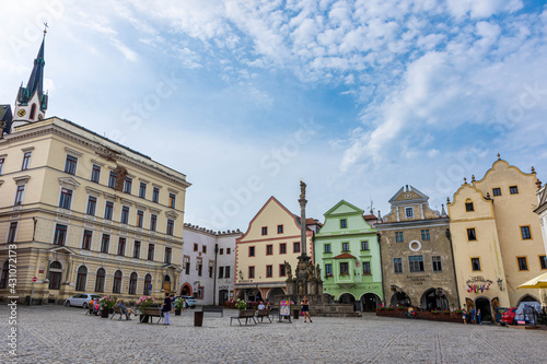 CESKY KRUMLOV, CZECH REPUBLIC, 1 AUGUST 2020: beautiful square in the historic center