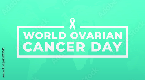 world ovarian cancer day may 8th, modern creative banner, sign, design concept, social media post, template with white text and hope ribbon on a blue abstract background. 