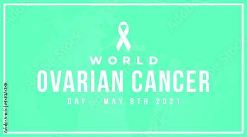 world ovarian cancer day May 8th, modern creative banner, sign, design concept, social media post, template with white text and hope ribbon on a blue background. 