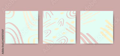 Set of abstract creative artistic templates doodle concept. Elegant sale and discount promo backgrounds with abstract pattern. Email ad newsletter layouts.