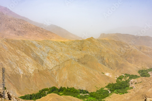 Fog over the road in the Atlas Road, Morocco