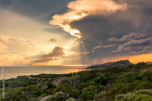 Amazing cloudy sunset in Sardinia