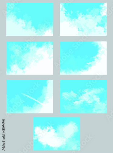 Set of fluffy clouds and blue sky