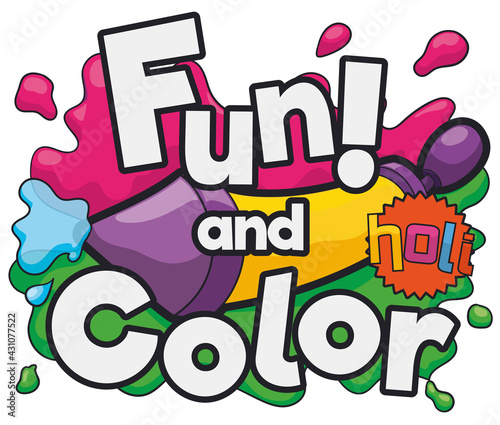 Festive Design with Pichkari Toy to Celebrate Holi Festival, Vector Illustration