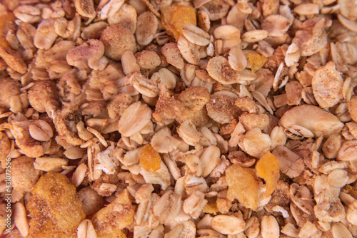 Granola on the pink background