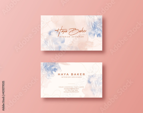 Beautiful business card template with watercolor