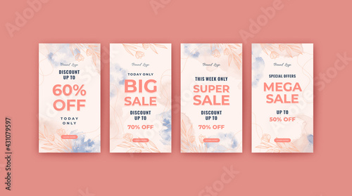 Beautiful watercolor Instagram stories template