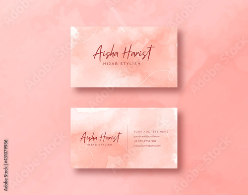 Sweet and beautiful business card template with watercolor background